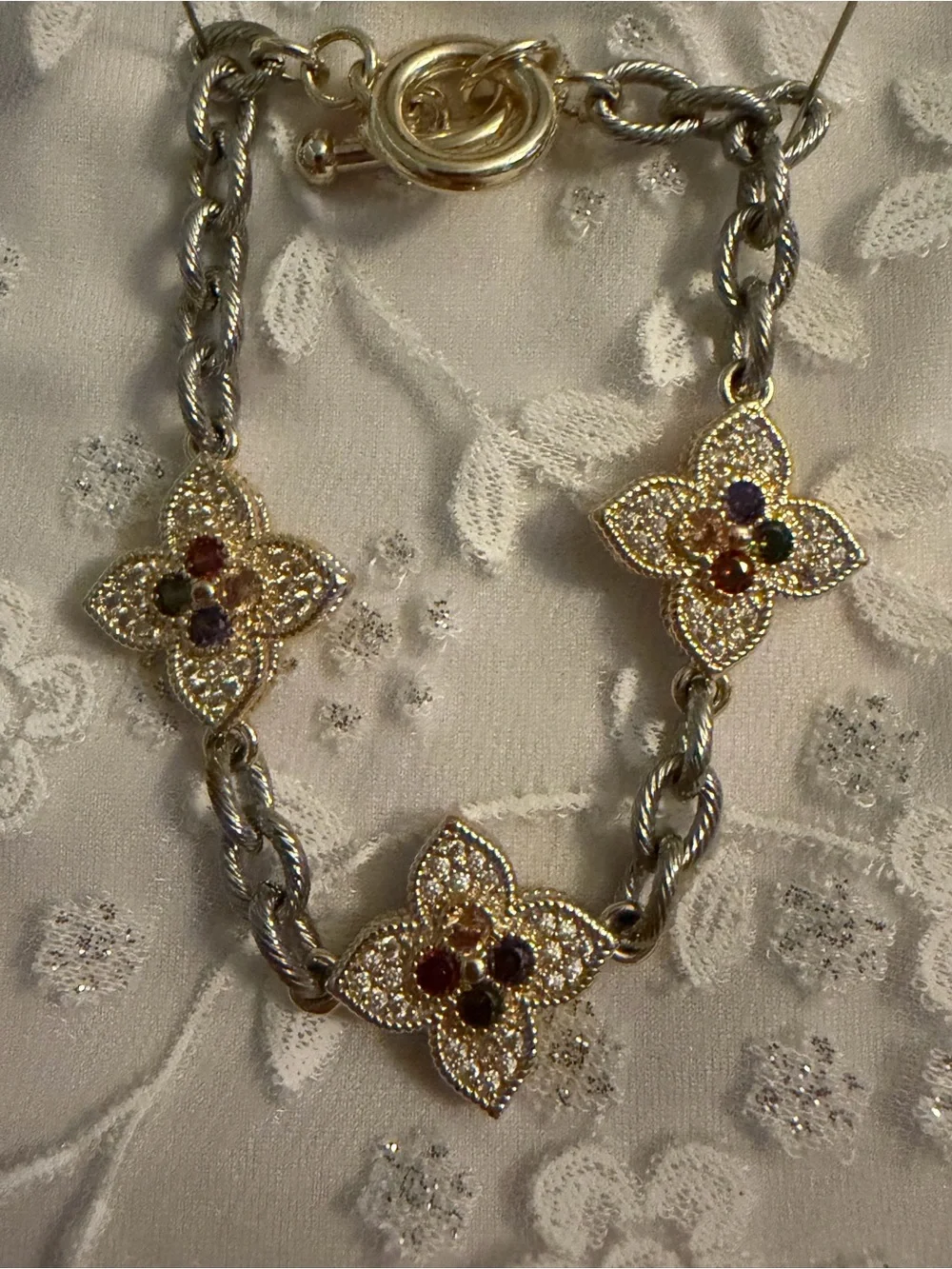 Gold-Tone Floral Multi-Gem Bracelet - Women's Jewelry